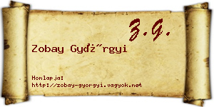 Zobay Györgyi névjegykártya
